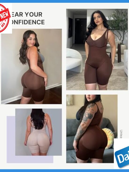 Large Tummy Control Butt Lifting Bodysuit Shapewear Open Bust - Picture 5 of 7